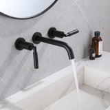 3-Hole Wall Basin Faucet with Dual Handles and Straight Spout