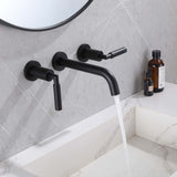 Wall Mount Bathroom Faucet 2 Handle Solid Brass Matte Black RB0735