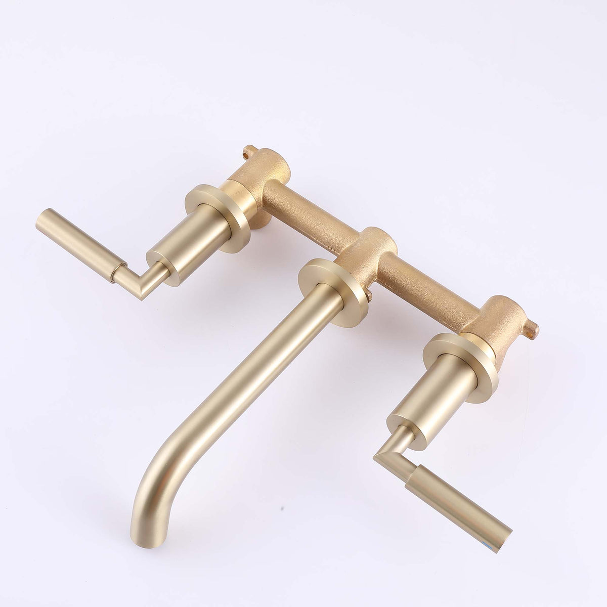 Wall-Mounted Bathroom Faucet Modern 3 Hole Sink Mixer with Dual Handles