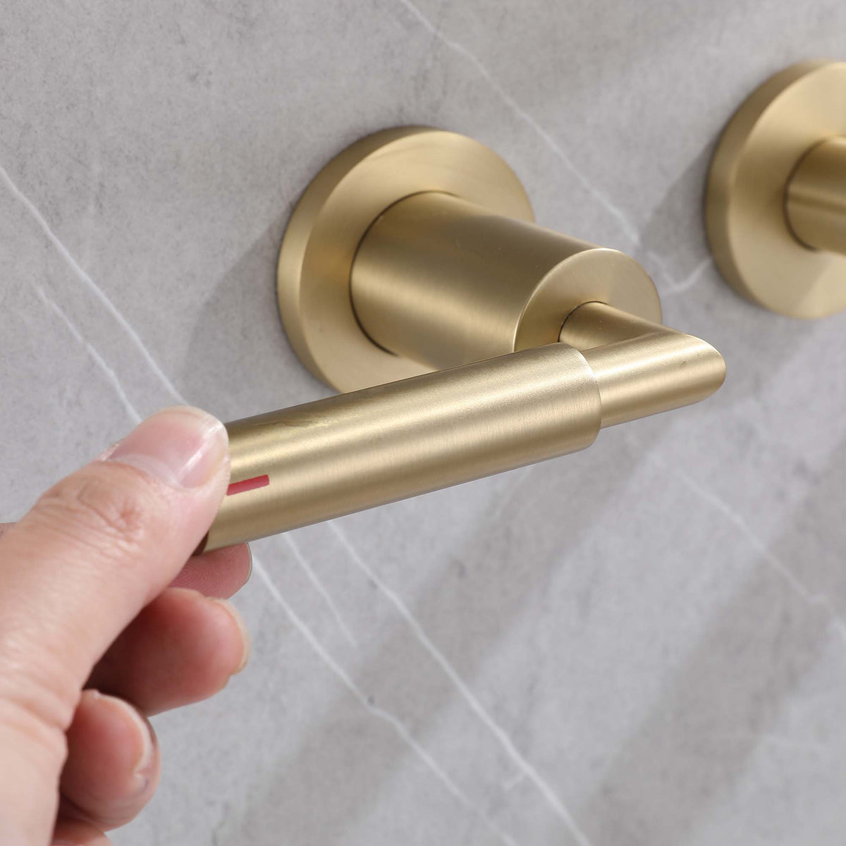 Wall-Mounted Bathroom Faucet Modern 3 Hole Sink Mixer with Dual Handles