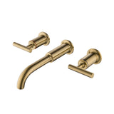 Wall Mount 2 Handle Bathroom Faucet Brushed Gold RB0738