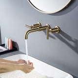 gold wall mounted faucet washing hands
