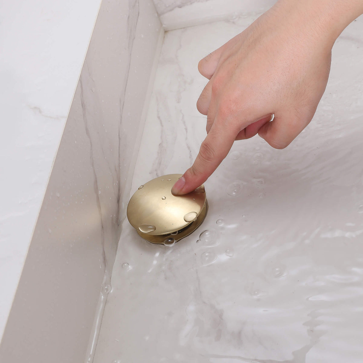 Bathroom Sink Pop-Up Drain with Overflow Solid Brass Universal Sink Drain Stopper