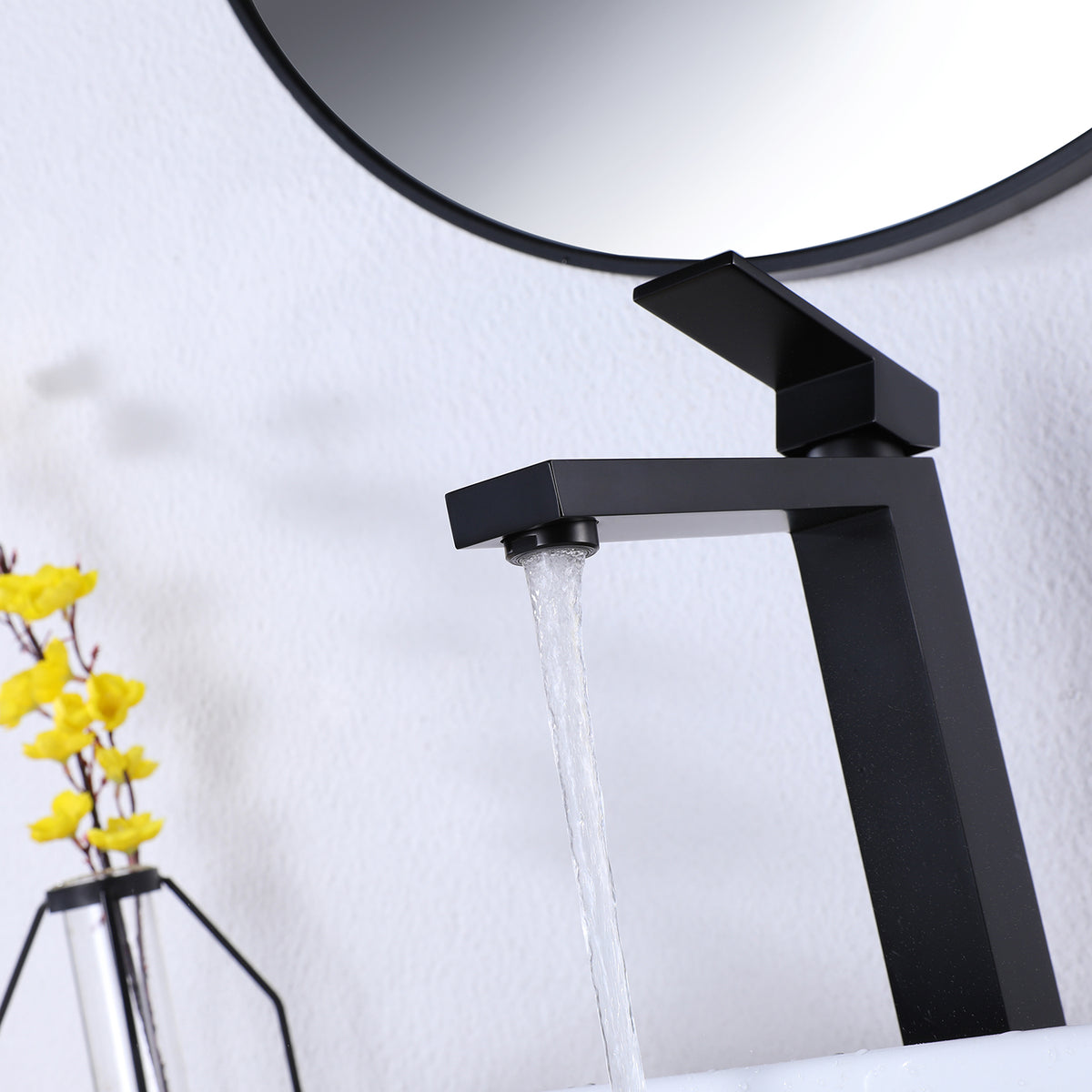 High-Rise Square Faucet for Vessel Sink Basins