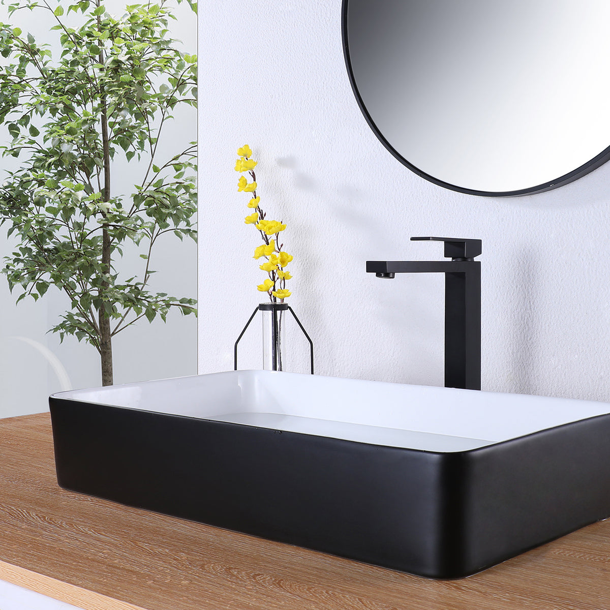 High-Rise Square Faucet for Vessel Sink Basins