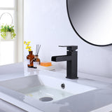 Waterfall Single Hole Bathroom Sink Faucet With Deck Plate RB0758