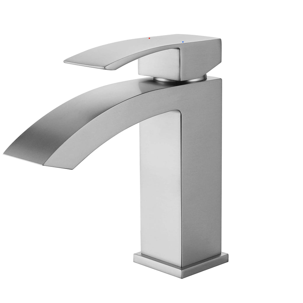 Single Handle 1 Hole Bathroom Faucet in Brushed Nickel RB0760-BN
