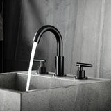 Deck Mount Two Handle Matte Black Widespread Bathroom Faucet RB0763