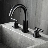 Deck Mount Two Handle Matte Black Widespread Bathroom Faucet RB0763