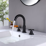Matte Black Deck Mounted Bathroom Sink Faucet with Rough-in Valve RB0765
