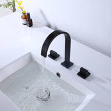 Matte Black 3 Hole Widespread Bathroom Sink Faucet Solid Brass RB0766