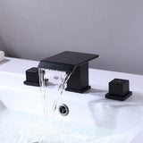 Matte Black Two Handle 3 Hole Waterfall Bathroom Faucet for Sink RB0783