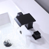 Matte Black Two Handle 3 Hole Waterfall Bathroom Faucet for Sink RB0783