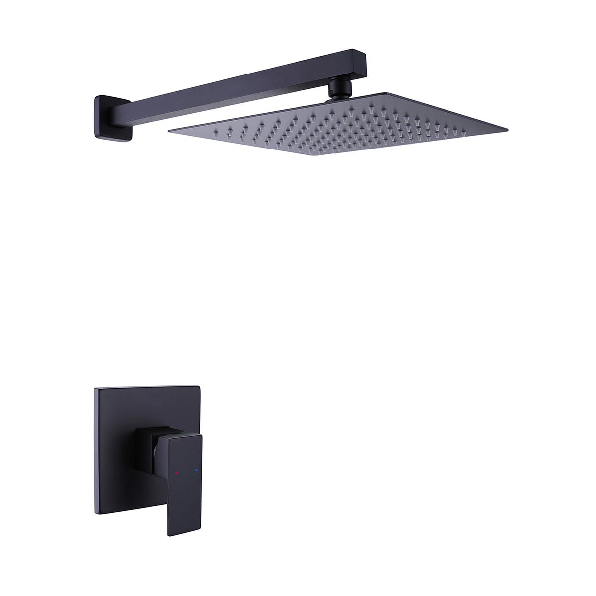 Matte Black Wall-Mounted 10-Inch Square Rain Shower System