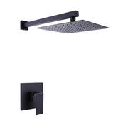 Matte Black Wall-Mounted 10-Inch Square Rain Shower System