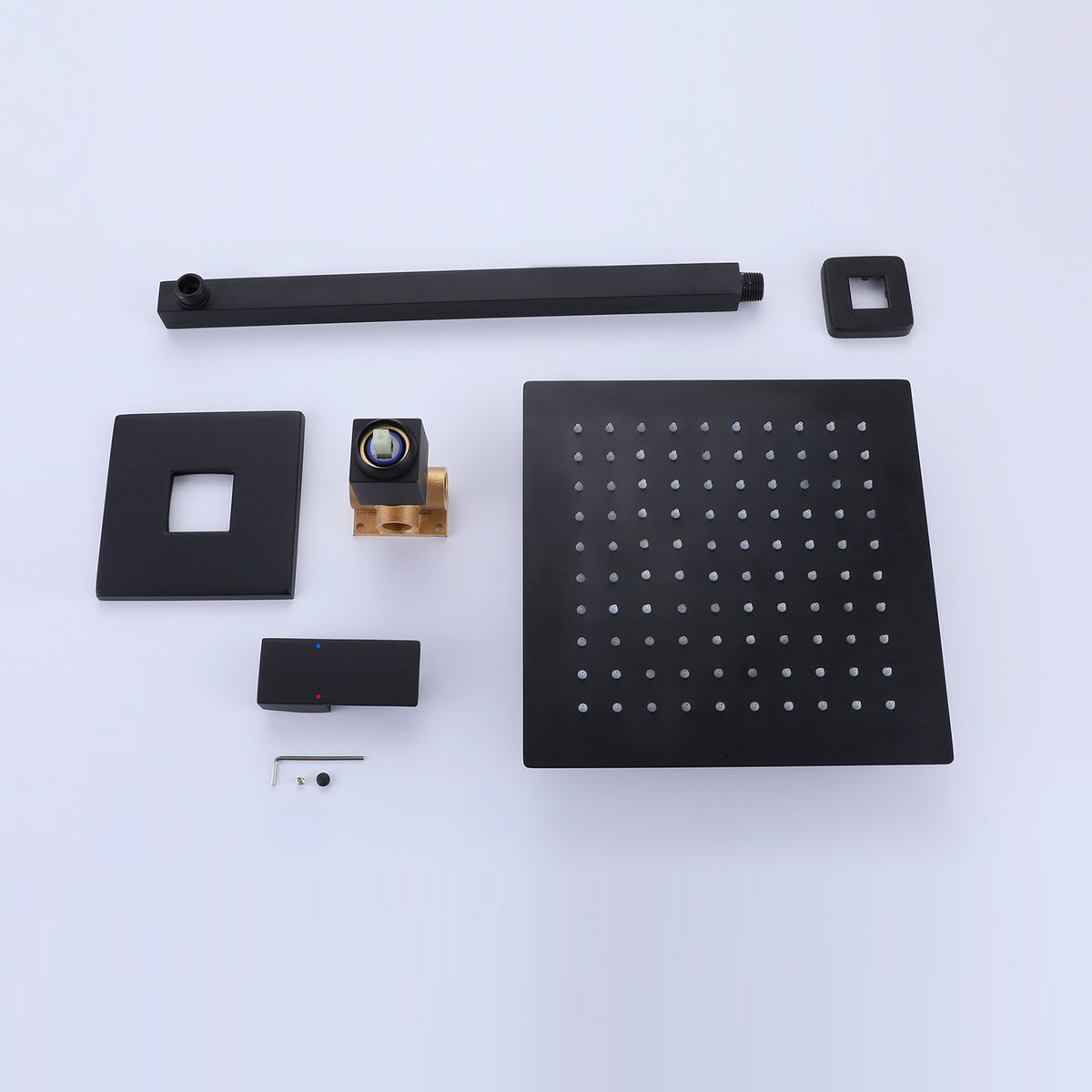 Matte Black Wall-Mounted 10-Inch Square Rain Shower System