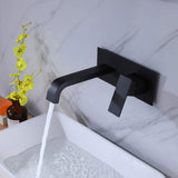 Wall Mount Single Handle Bathroom Faucet Matte Black in Wall Sink Faucet RB0797