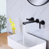 Wall Mount 2 Handle Matte Black Bathroom Faucet RB0803