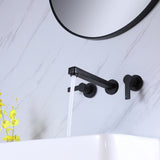Wall Mount 2 Handle Matte Black Bathroom Faucet RB0803