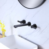 Wall Mount 2 Handle Matte Black Bathroom Faucet RB0803