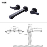 Wall Mount 2 Handle Matte Black Bathroom Faucet RB0803