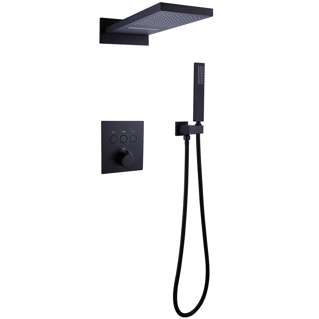 Thermostatic Shower System Matte Black