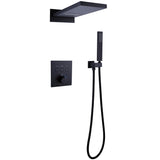 Thermostatic Shower System Matte Black Rainfall Shower Head with Handheld Sprayer RB0806