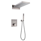 Wall Mount Thermostatic Shower System with 2-Function Rainfall Shower Head and Handheld Sprayer