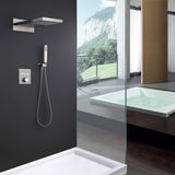 Wall Mount Thermostatic Shower System with 2-Function Rainfall Shower Head and Handheld Sprayer