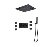 3 Function Large Shower System with Body Spray and LED Light Matte Black RB0815