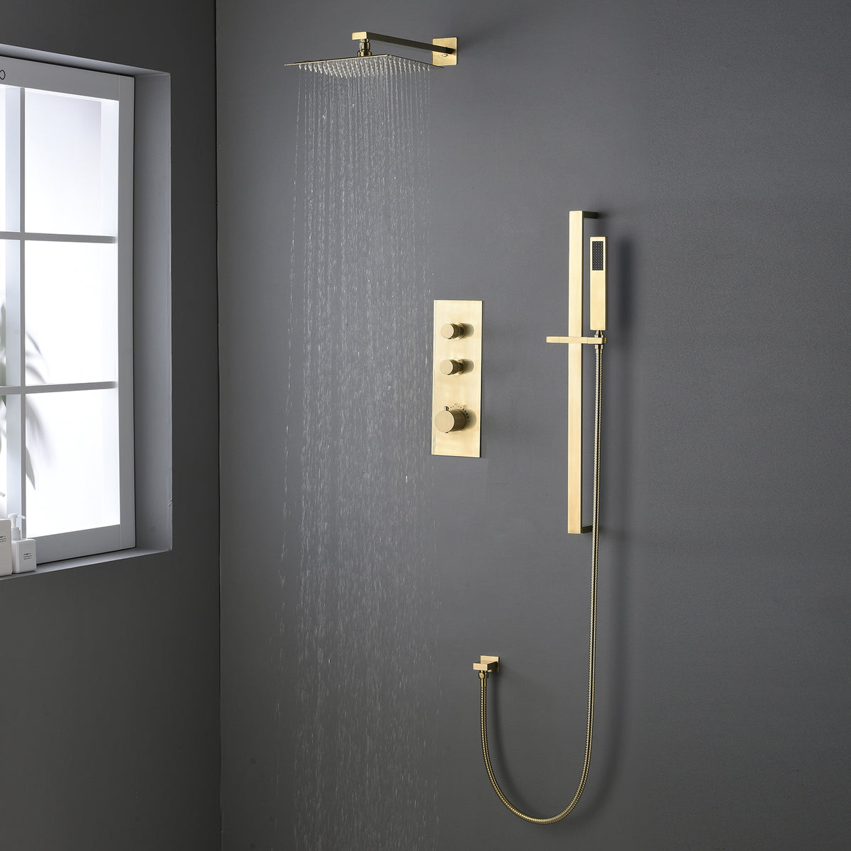 High Flow Stainless Thermostatic Shower Set	with Slide Bar
