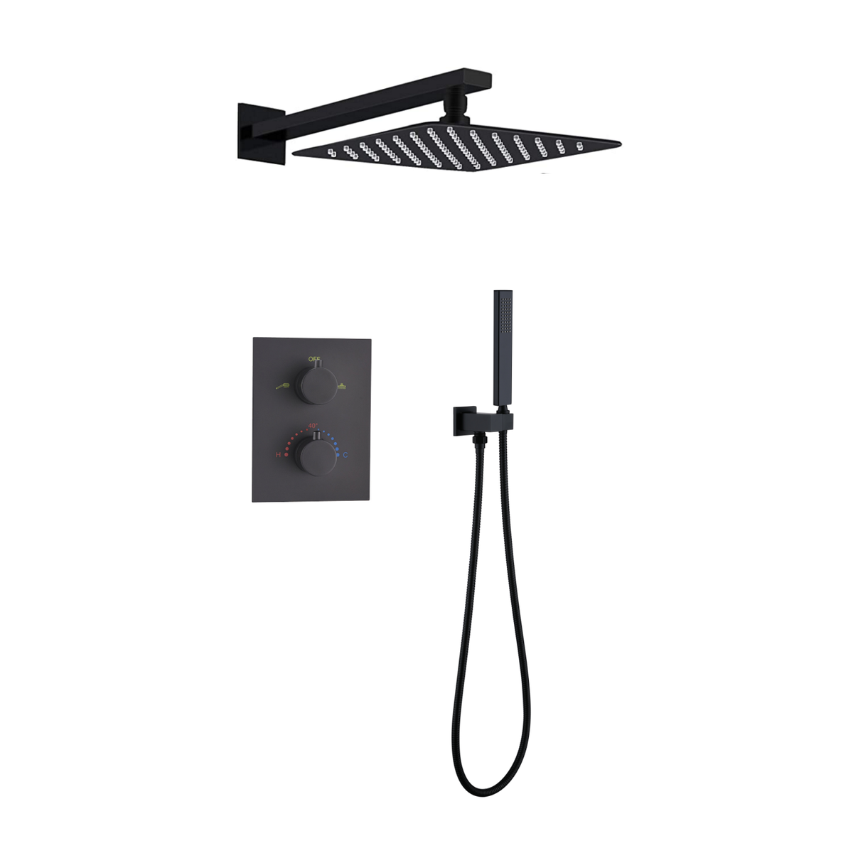 2-Function Concealed Thermostatic Shower System with 10-Inch Rain Shower