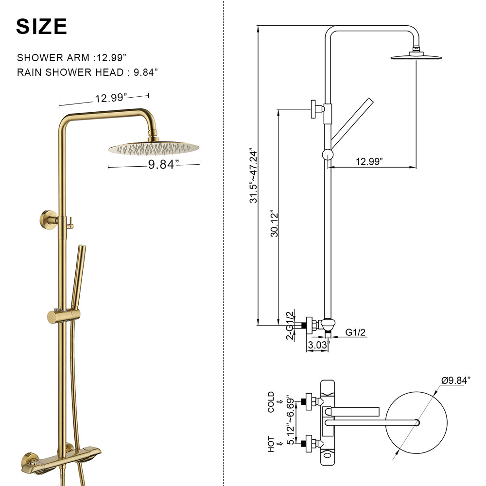 Thermostatic Shower Faucet Size