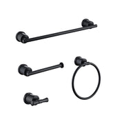 Wall-Mounted Matte Black 4-Piece Bathroom Hardware Set with Rounded Design