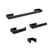 Wall-Mounted Matte Black 4-Piece Square Bathroom Hardware Set