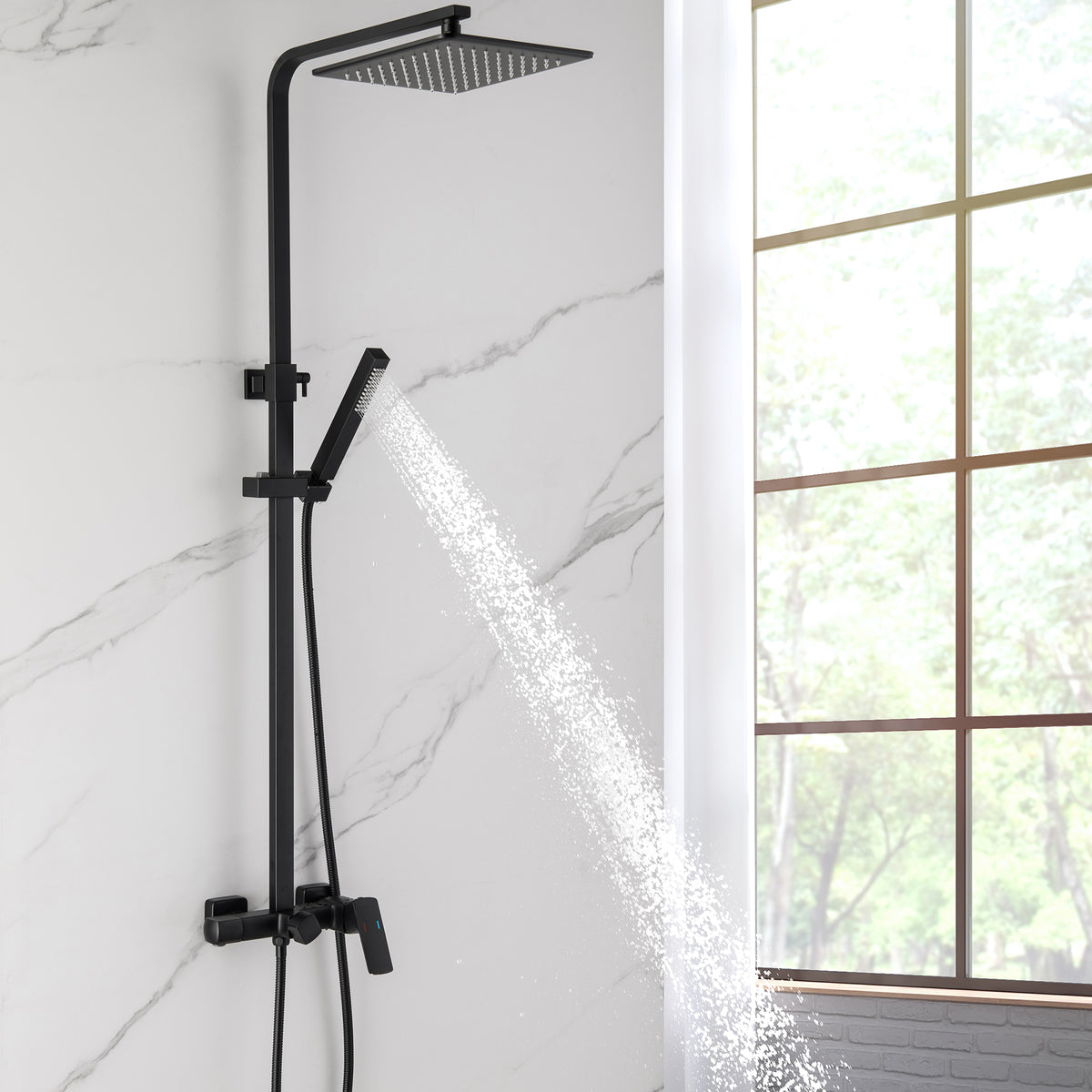 3-Function Shower System with Rainfall Shower Head Handheld Sprayer and Tub Spout Wall-Mounted
