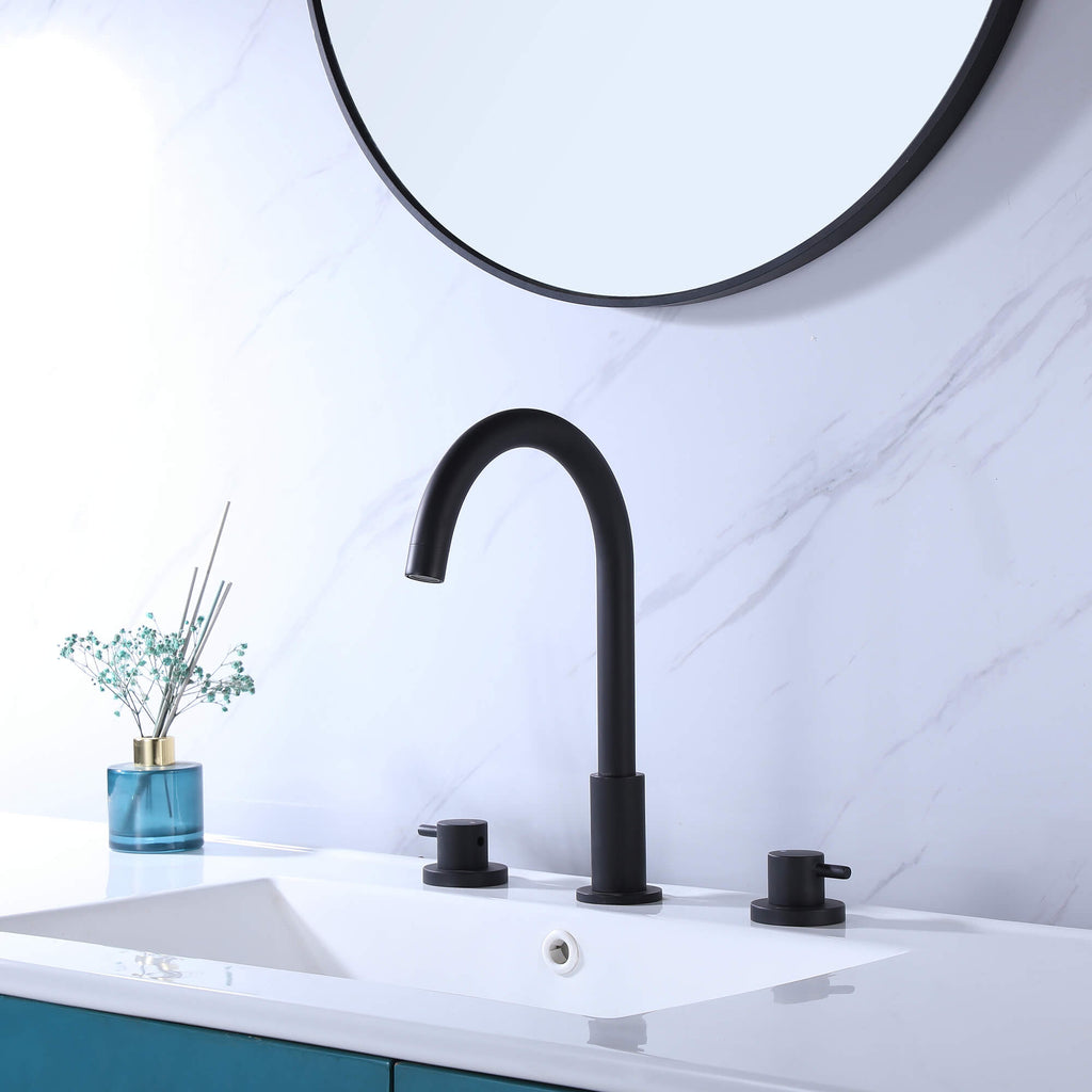 Matte Black Widespread Bathroom Vanity Sink Faucet RB0897