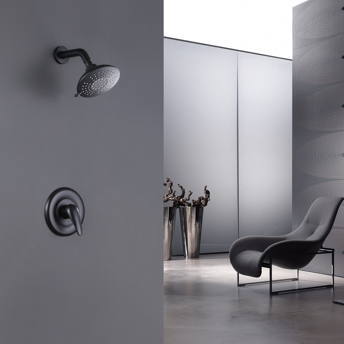 Matte Black Shower Faucet Set with 5-Function Shower Head