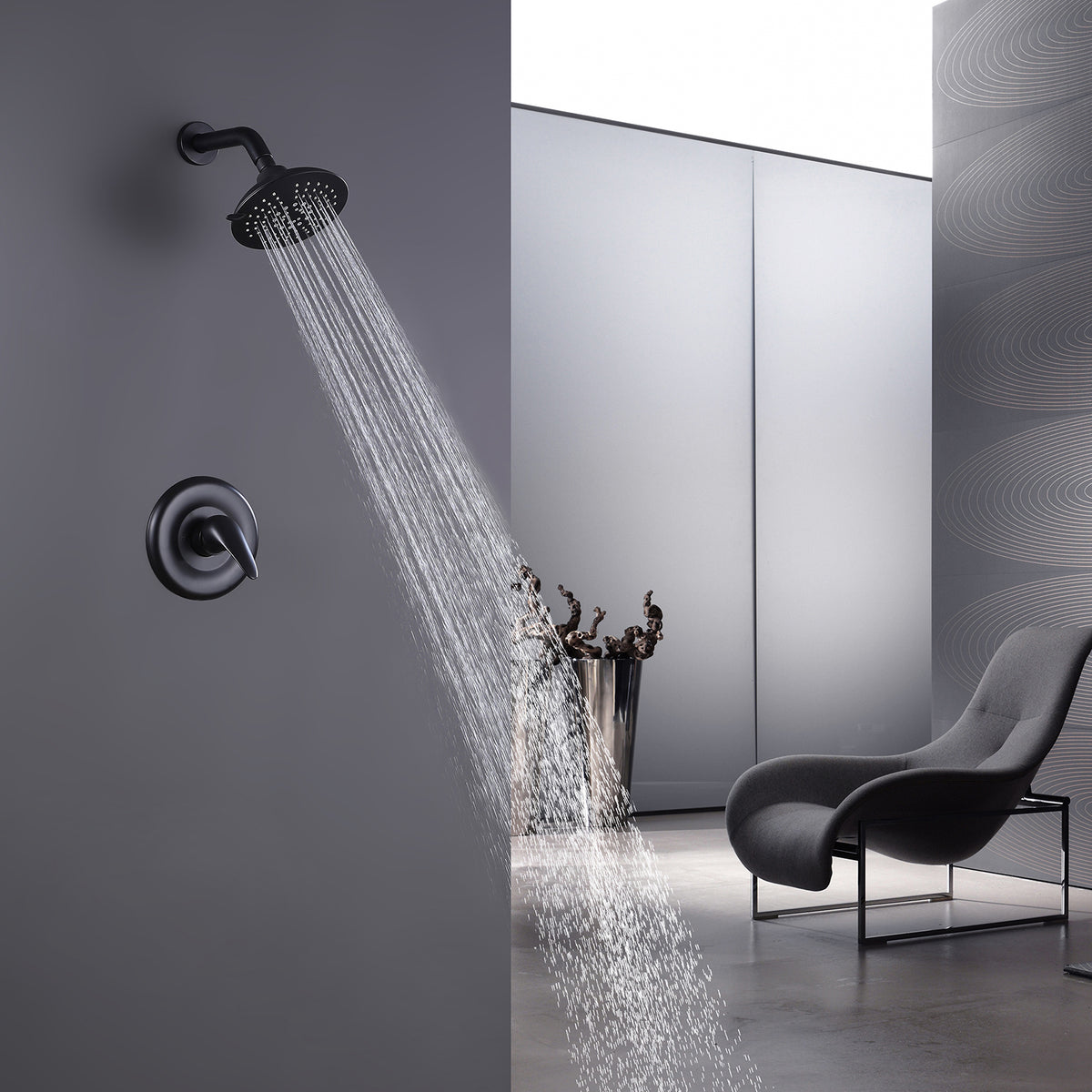 Matte Black Shower Faucet Set with 5-Function Shower Head