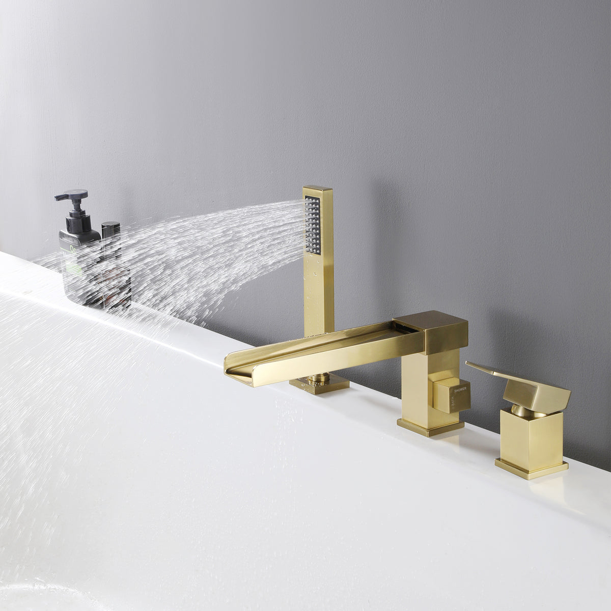 Deck-Mounted Bathtub Faucet with Handheld Shower and Certified Valve System