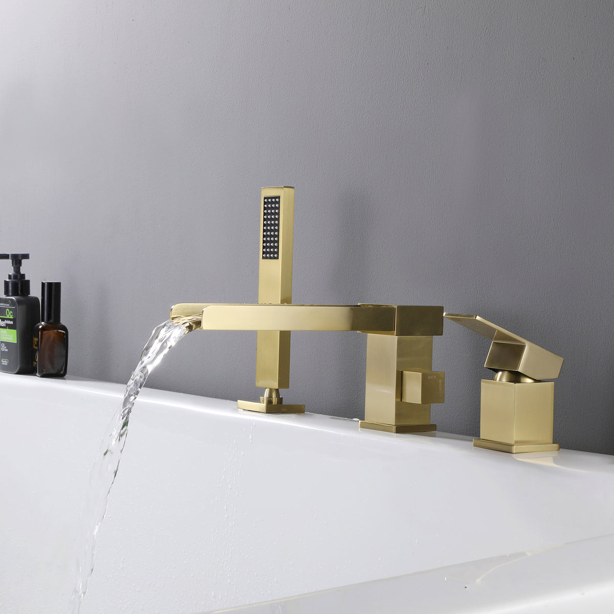Deck-Mounted Bathtub Faucet with Handheld Shower and Certified Valve System