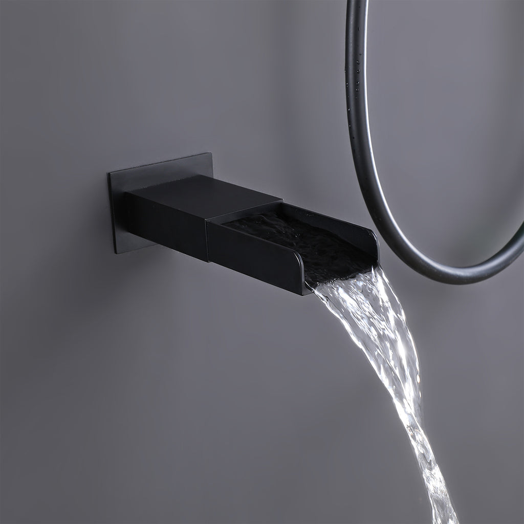 Wall Mounted Bathroom Luxury Rainfall Mixer Shower Tub Spout Combo Set RB0945