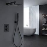 Wall Mount Thermostatic Rain Shower Head Kit Matte Black Shower Combo Set RB0946