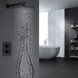 Wall Mount Thermostatic Rain Shower Head Kit Matte Black Shower Combo Set RB0946