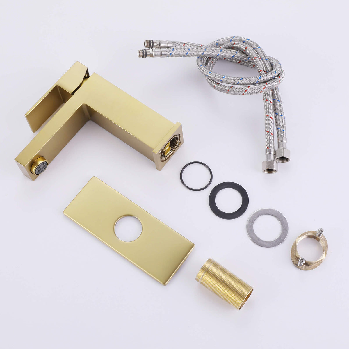 Brushed Gold Single-Handle Bathroom Faucet with 6-Inch Deck Plate