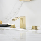 Widespread 2 Handle Bathroom Sink Faucet Brushed Gold RB0980