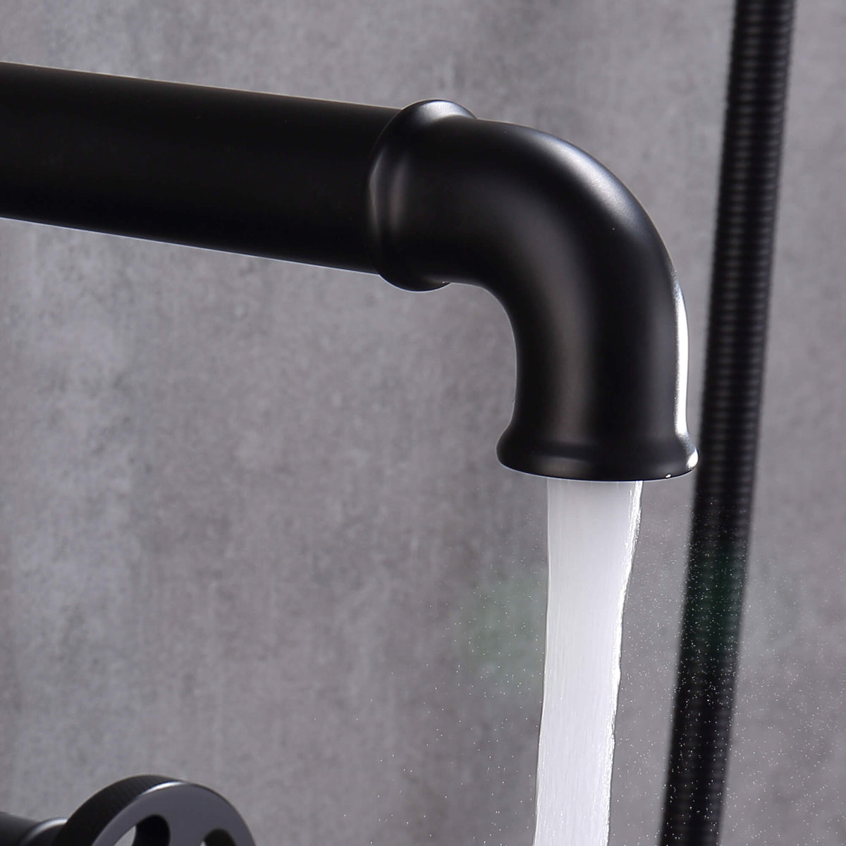 Industrial Pipe Wall-Mounted Tub Faucet with Hand Shower