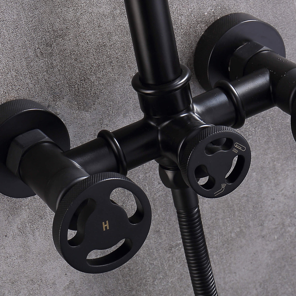 Industrial Pipe Wall-Mounted Tub Faucet with Hand Shower