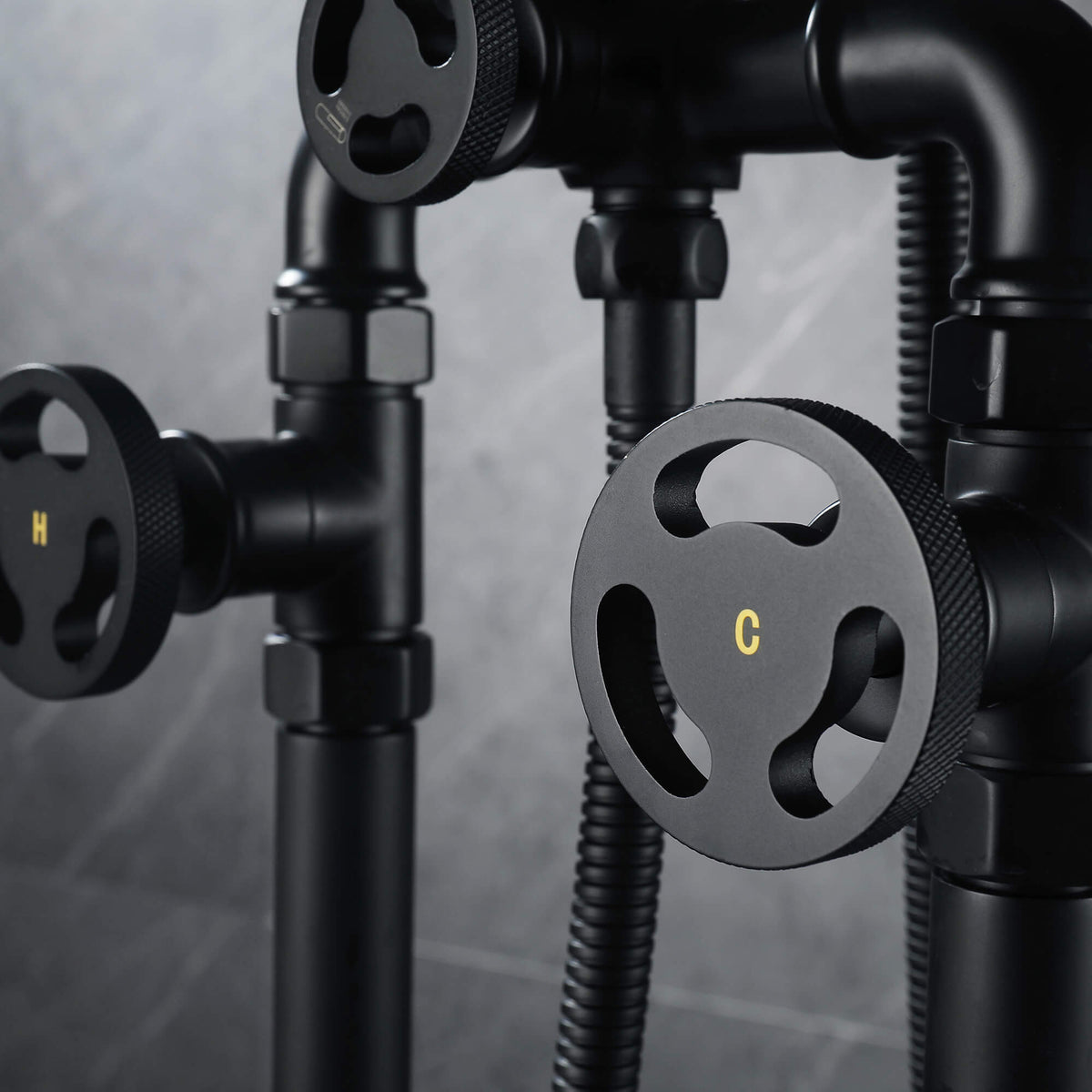 Steampunk Freestanding Tub Filler with Hand Shower