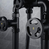 Matte Black Freestanding Tub Faucet Clawfoot Industrial Tub Faucet with Hand Shower RB0992